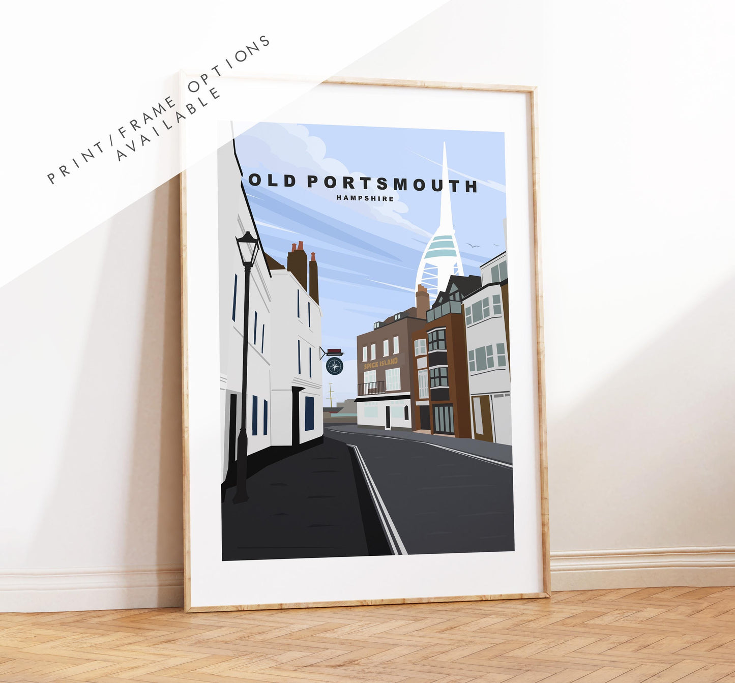 Old Portsmouth Travel Poster - Wall Art Print - Southsea and Portsmouth Travel Posters - Minimalist Retro Style - Prints or Framed Prints