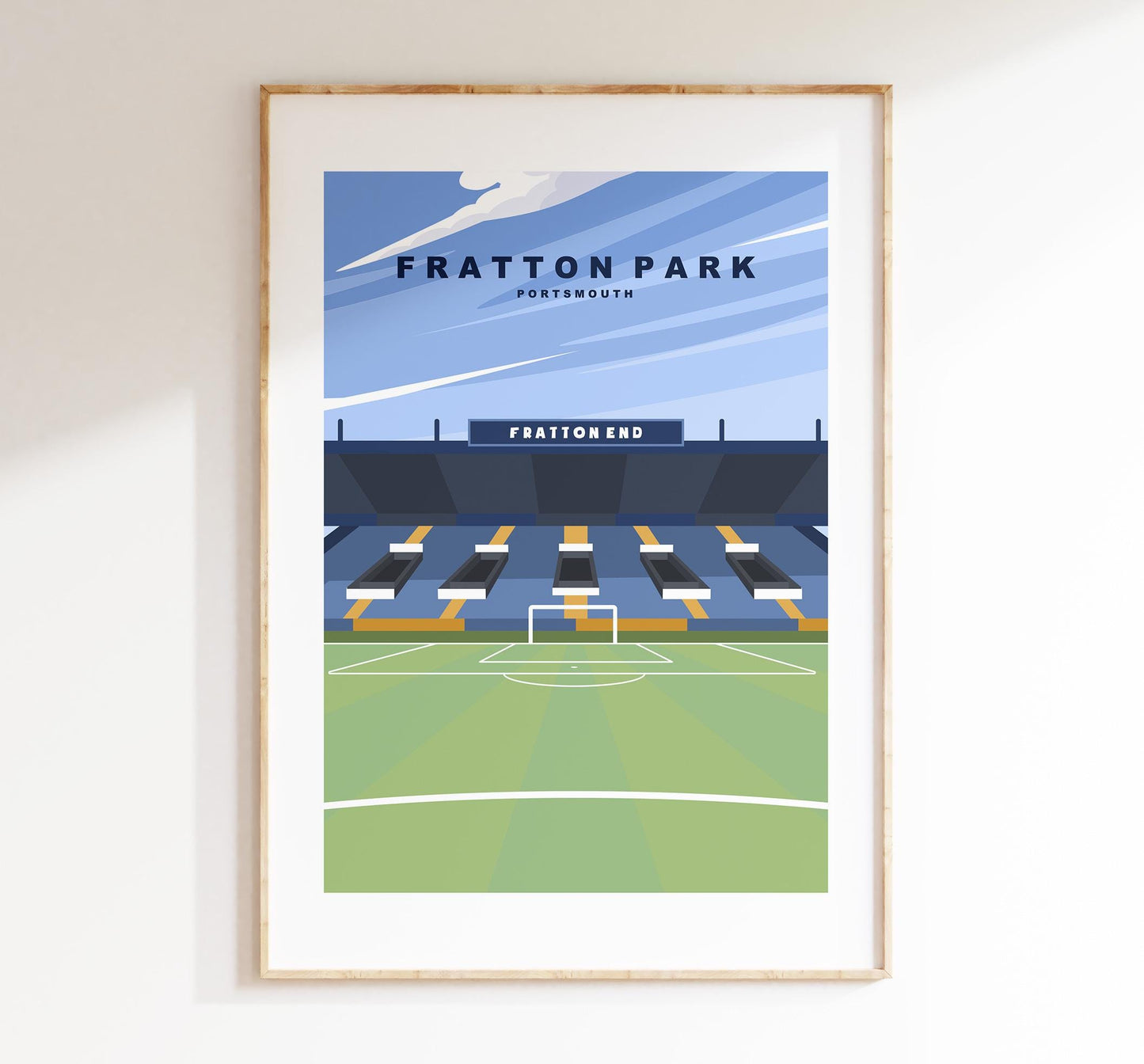 Fratton Park Travel Poster - Wall Art Print - Southsea and Portsmouth Travel Posters - Minimalist Retro Style - Prints or Framed Prints