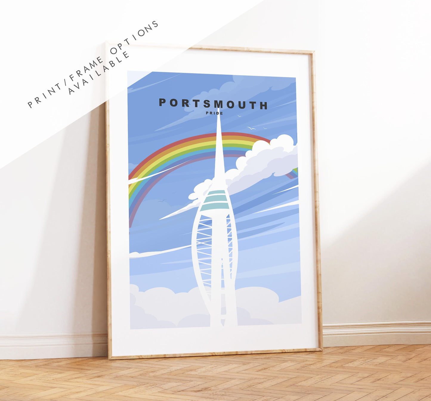 Portsmouth Pride Travel Poster - Wall Art Print - Southsea and Portsmouth Travel Posters - Minimalist Retro Style - Prints or Framed Prints