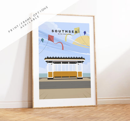 Southsea Kite Festival Travel Poster - Wall Art Print - Southsea and Portsmouth Travel Posters - Minimalist  - Prints or Framed Prints