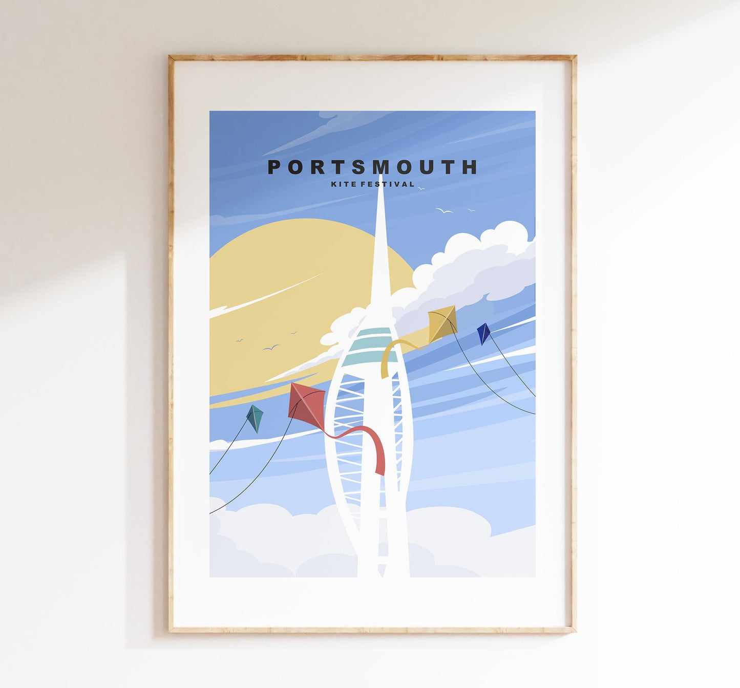 Portsmouth Kite Festival Travel Poster - Wall Art Print - Southsea and Portsmouth Travel Posters - Minimalist - Prints or Framed Prints