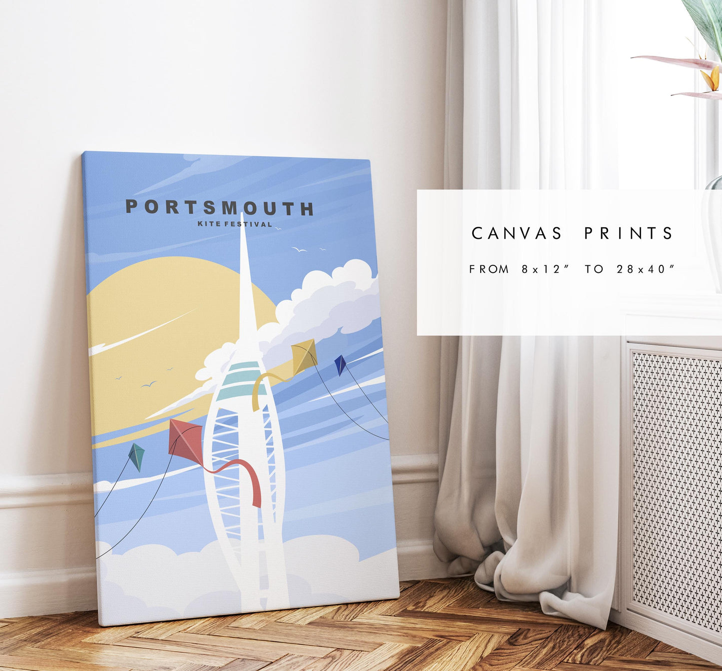 Portsmouth Kite Festival Travel Poster - Wall Art Print - Southsea and Portsmouth Travel Posters - Minimalist - Prints or Framed Prints