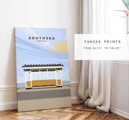 Southsea Travel Poster - Wall Art Print - Southsea and Portsmouth Travel Posters - Minimalist Retro Style - Prints or Framed Prints