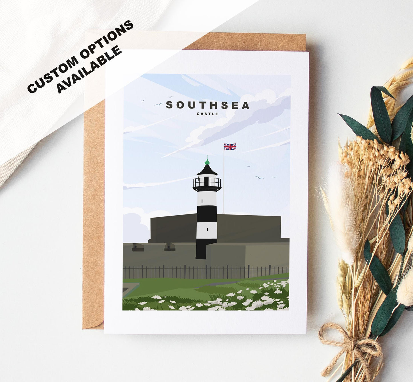 Southsea Castle Greeting Card - Portsmouth and Southsea Cards (Travel Designs) - Blank Inside or Include Message - Envelope Included