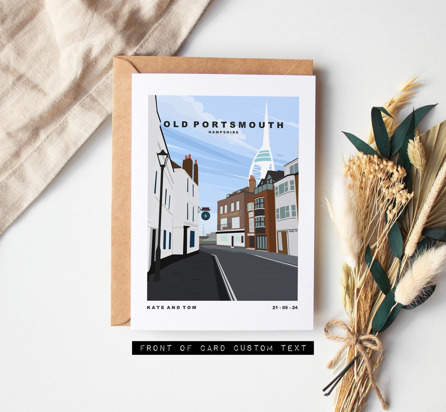 Old Portsmouth Greeting Card - Portsmouth and Southsea Cards (Travel Designs) - Blank Inside or Include Message - Envelope Included