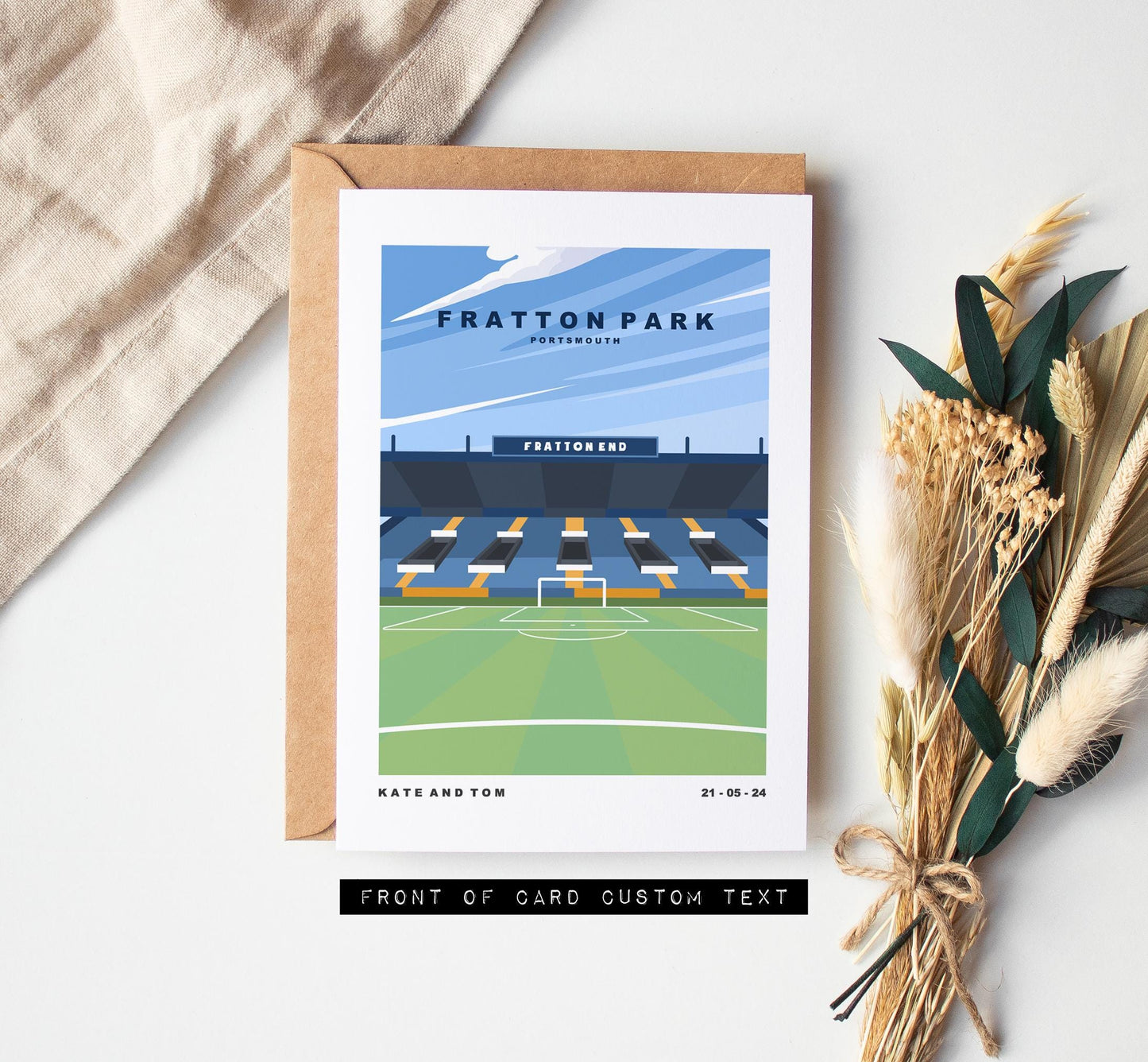 Fratton Park Greeting Card - Portsmouth and Southsea Cards (Travel Designs) - Blank Inside or Include Message - Envelope Included