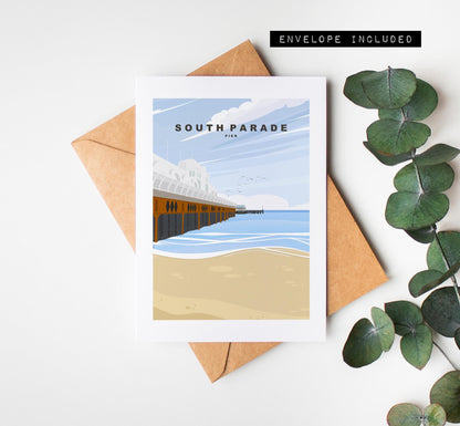 South Parade Pier Greeting Card - Portsmouth and Southsea Cards (Travel Designs) - Blank Inside or Include Message - Envelope Included