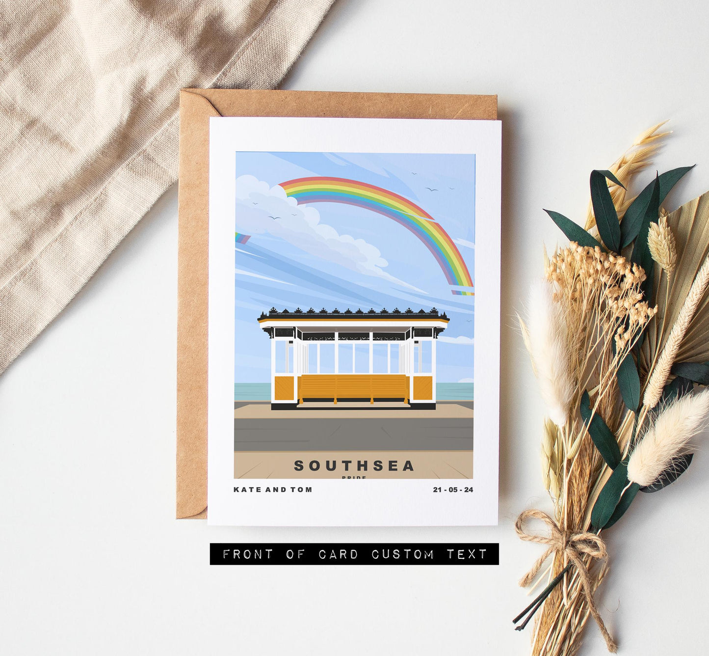 Southsea Pride Greeting Card - Portsmouth and Southsea Cards (Travel Designs) - Blank Inside or Include Message - Envelope Included