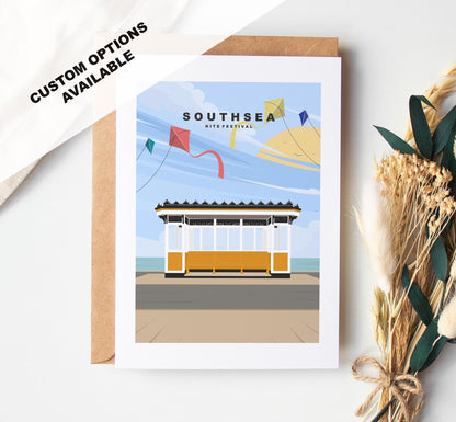 Southsea Kite Festival Greeting Card - Portsmouth and Southsea Cards (Travel Designs) - Blank Inside / Include Message - Envelope Included