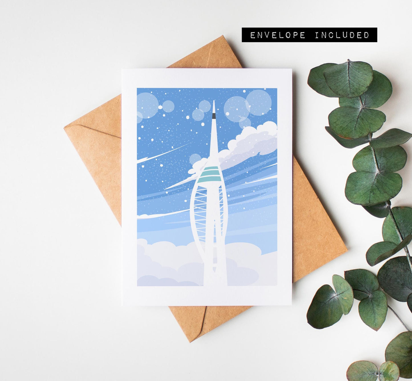 Portsmouth Christmas Card - Portsmouth and Southsea Cards (Travel Designs) - Blank Inside or Include Message - Envelope Included