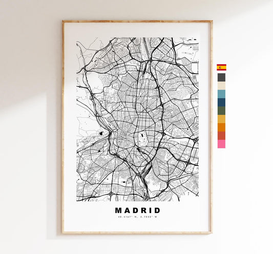 Madrid Map Print - City Map Poster - Map Art - Map Wall Art - Spain City Maps - Madrid Print - Madrid Poster - Minimalist City Map