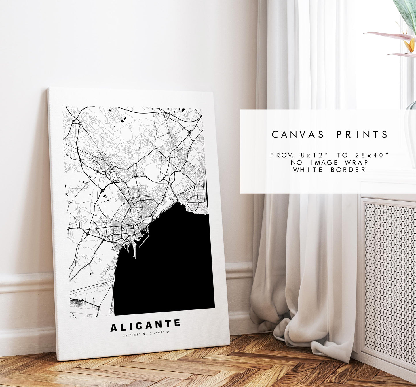 Alicante Map Print - City Map Poster - Map Art - Map Wall Art - Spain City Maps - Alicante Print - Alicante Poster - Minimalist City Map