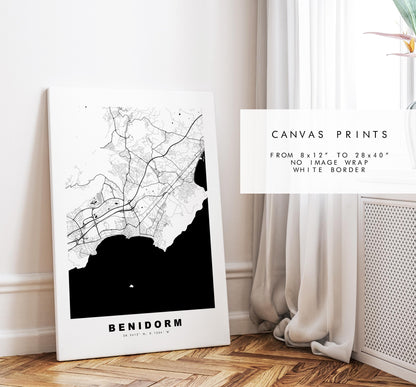 Benidorm Map Print - City Map Poster - Map Art - Map Wall Art - Spain City Maps - Benidorm Print - Benidorm Poster - Minimalist City Map