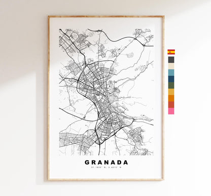 Granada Map Print - City Map Poster - Map Art - Map Wall Art - Spain City Maps - Granada Print - Granada Poster - Minimalist City Map