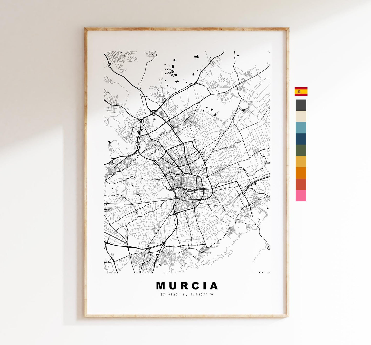 Murcia Map Print - City Map Poster - Map Art - Map Wall Art - Spain City Maps - Murcia Print - Murcia Poster - Minimalist City Map