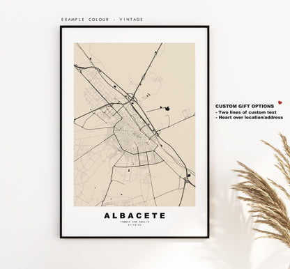 Albacete Map Print - City Map Poster - Map Art - Map Wall Art - Spain City Maps - Albacete Print - Albacete Poster - Minimalist City Map