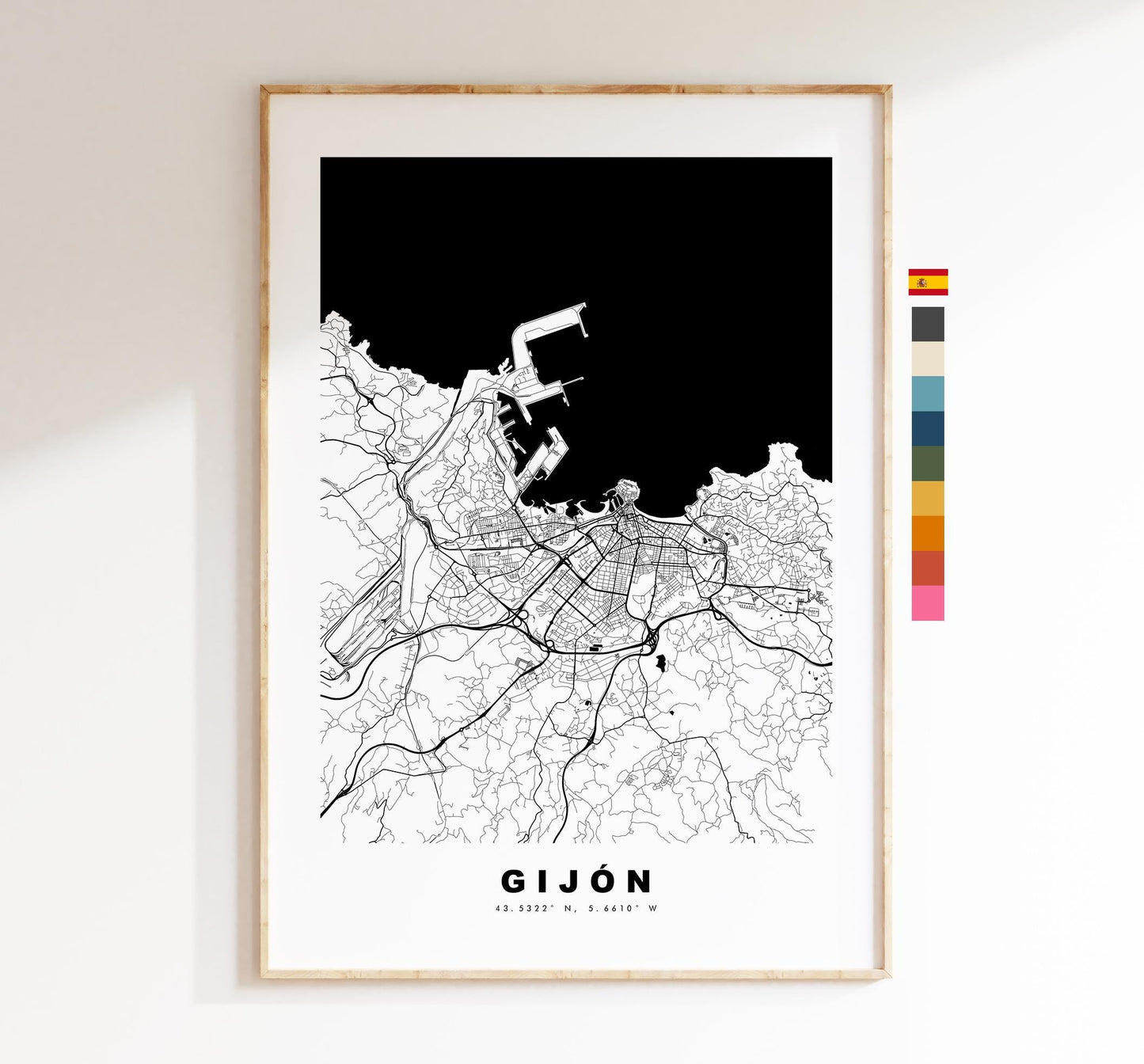 Gijon Map Print - City Map Poster - Map Art - Map Wall Art - Spain City Maps - Gijon Print - Gijon Poster - Minimalist City Map