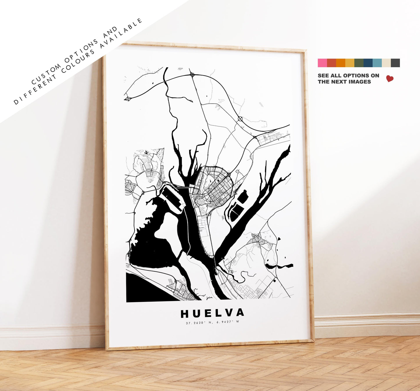 Huelva Map Print - City Map Poster - Map Art - Map Wall Art - Spain City Maps - Huelva Print - Huelva Poster - Minimalist City Map