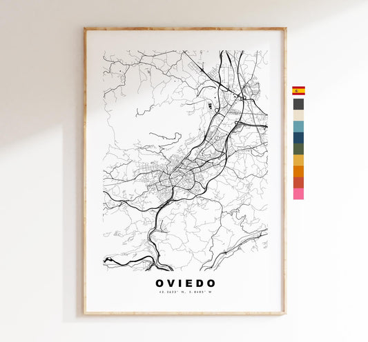 Oviedo Map Print - City Map Poster - Map Art - Map Wall Art - Spain City Maps - Oviedo Print - Oviedo Poster - Minimalist City Map