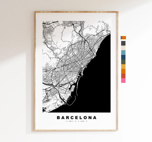 Barcelona Map Print - City Map Poster - Map Art - Map Wall Art - Spain City Maps - Barcelona Print - Barcelona Poster - Minimalist City Map