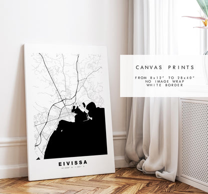 Eivissa Map Print - City Map Poster - Map Art - Map Wall Art - Spain City Maps - Eivissa Print - Ibiza  - Minimalist City Map