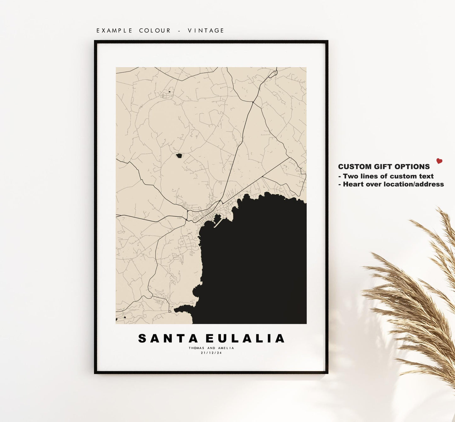 Santa Eulalia Map Print - City Map Poster - Map Art - Map Wall Art - Spain City Maps - Santa Eulària des Riu - Ibiza  - Minimalist City Map