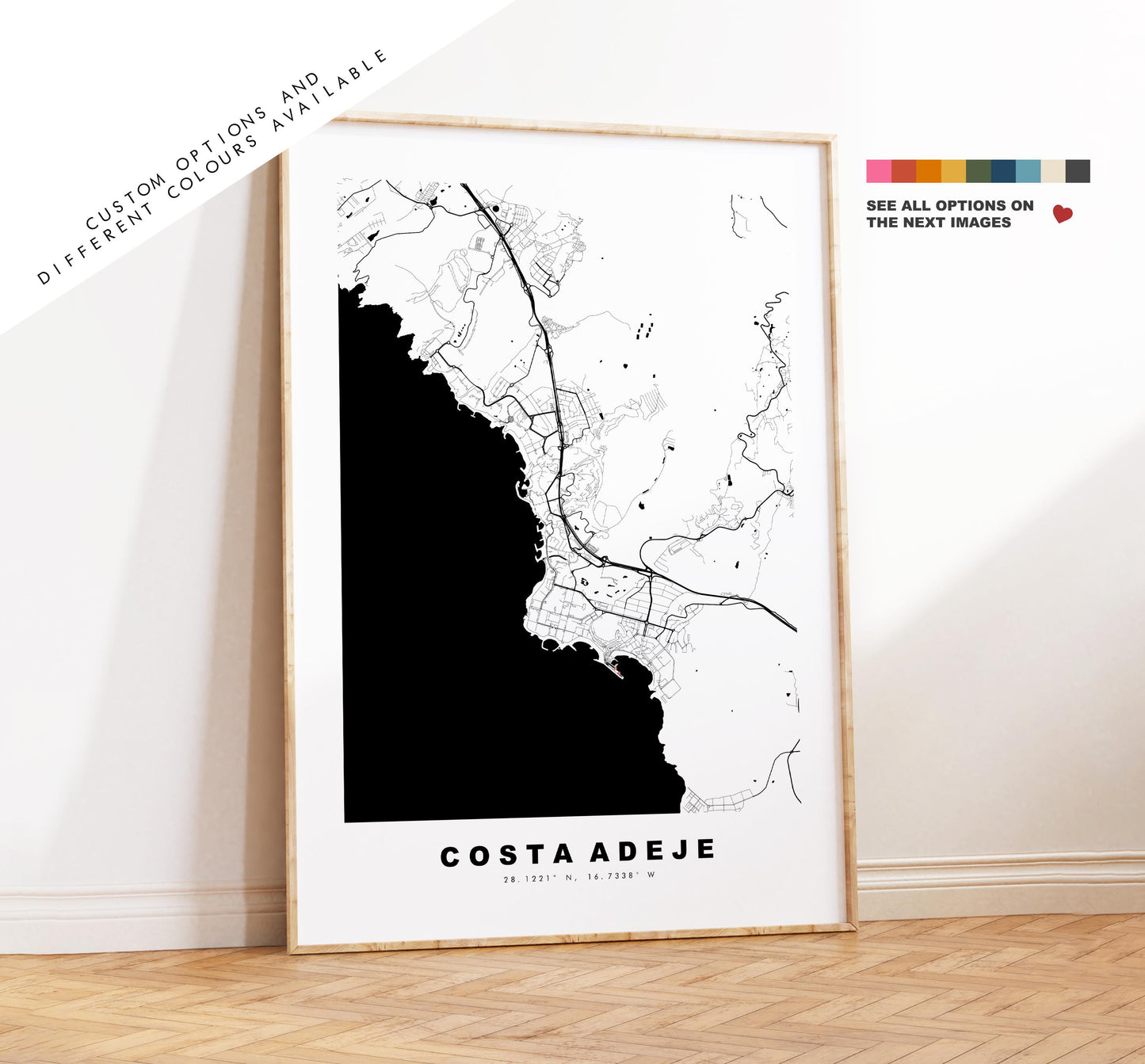 Costa Adeje Map Print - City Map Poster - Tenerife - Map Wall Art - Spain City Maps - Print - Adeje - Las Americas - Minimalist City Map