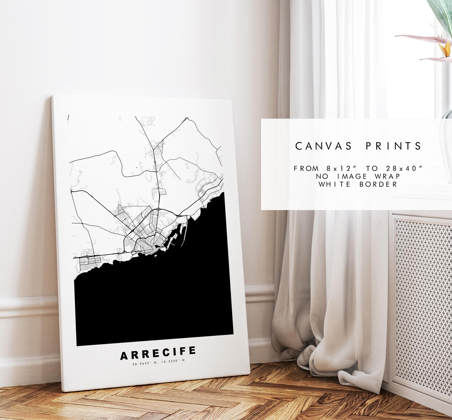 Arrecife Map Print - City Map Poster - Map Art - Map Wall Art - Spain City Maps - Print - Arrecife - Lanzarote  - Minimalist City Map