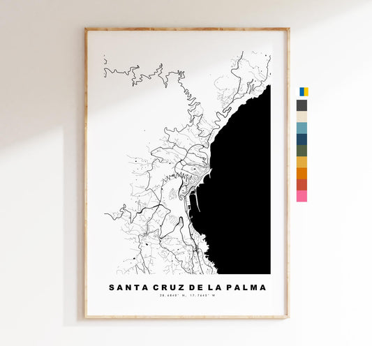 Santa Cruz de La Palma Map Print - City Map Poster - Map Art - Map Wall Art - Spain City Maps - Print - La Palma  - Minimalist City Map