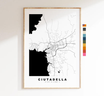 Ciutadella Map Print - City Map Poster - Map Art - Map Wall Art - Spain City Maps - Print - Ciutadella de Menorca  - Minimalist City Map