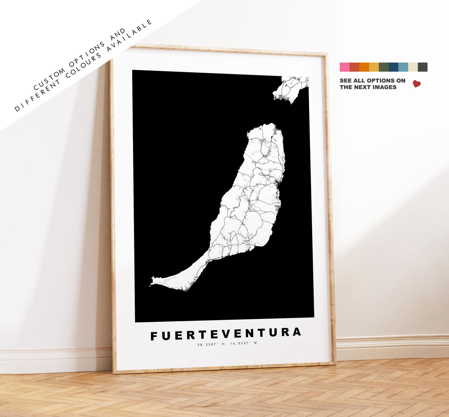 Fuerteventura Map Print - Map Poster - Map Art - Map Wall Art - Spain Maps - Fuerteventura Print - Canary Islands Poster - Minimalist Map