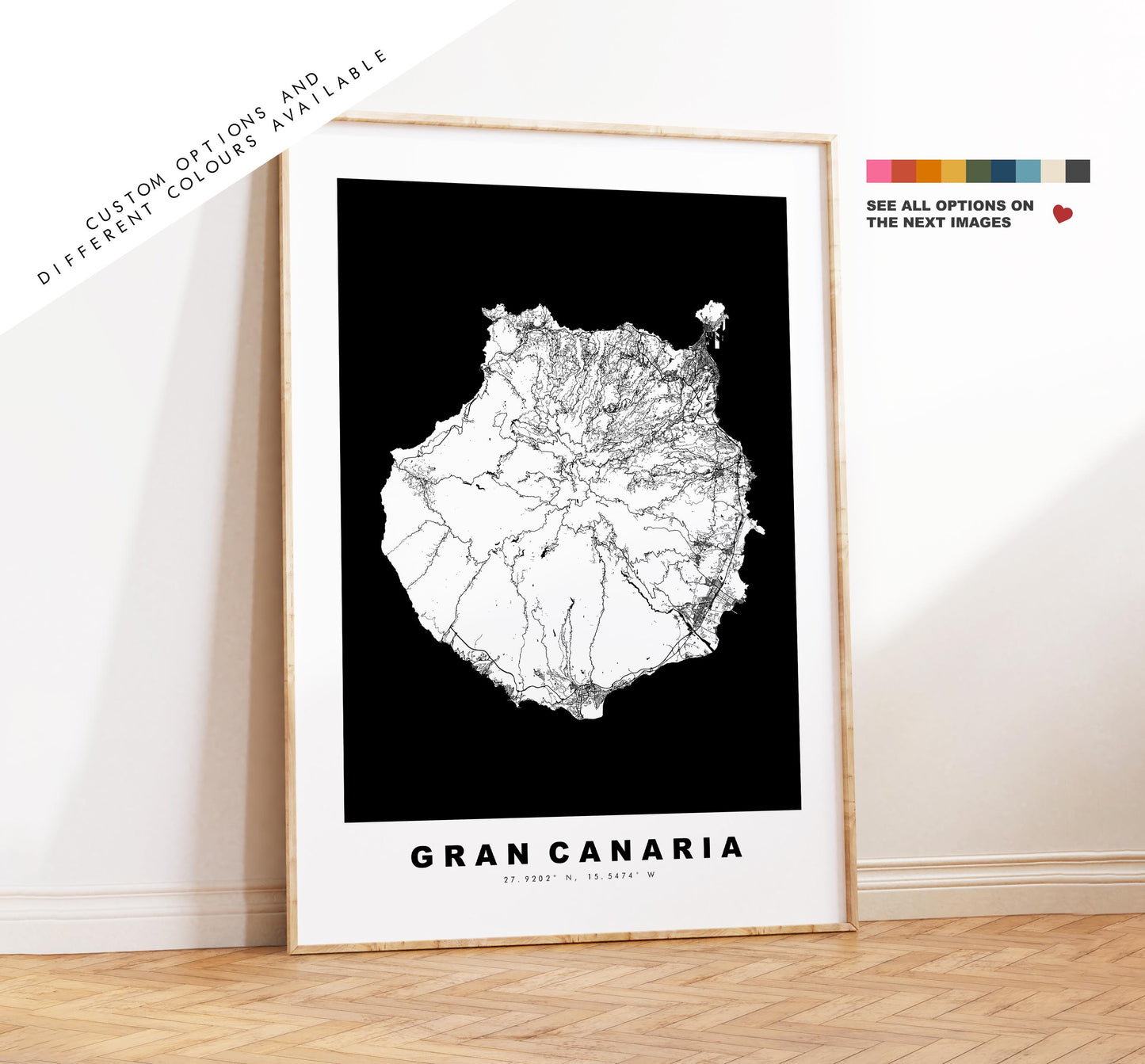 Gran Canaria Map Print - Map Poster - Map Art - Map Wall Art - Spain Maps - Gran Canaria Print - Canary Islands Poster - Minimalist Map