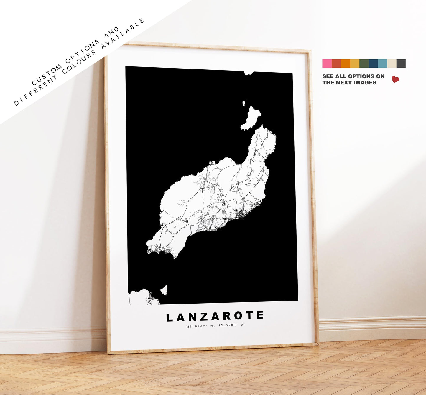 Lanzarote Map Print - Map Poster - Map Art - Map Wall Art - Spain Maps - Lanzarote Print - Canary Islands Poster - Minimalist Map