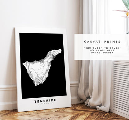 Tenerife Map Print - Map Poster - Map Art - Map Wall Art - Spain Maps - Tenerife Print - Canary Islands Poster - Minimalist Map