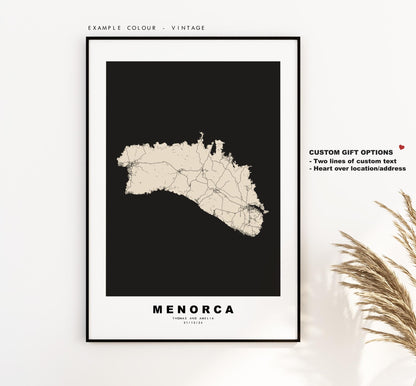 Menorca Map Print - Map Poster - Map Art - Map Wall Art - Spain Maps - Minorca Print - Balearic Islands Poster - Minimalist Map