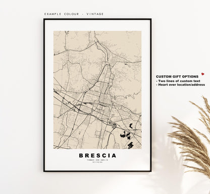 Brescia Map Print - City Map Poster - Map Art - Map Wall Art - Italy City Maps - Brescia Print - Brescia Poster - Minimalist City Map