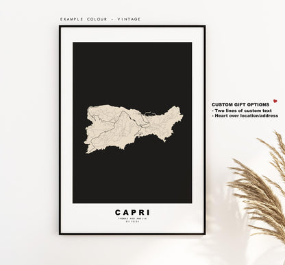 Capri Map Print - Island Map Poster - Map Art - Map Wall Art - Italy Maps - Capri Print - Capri Poster - Minimalist Map