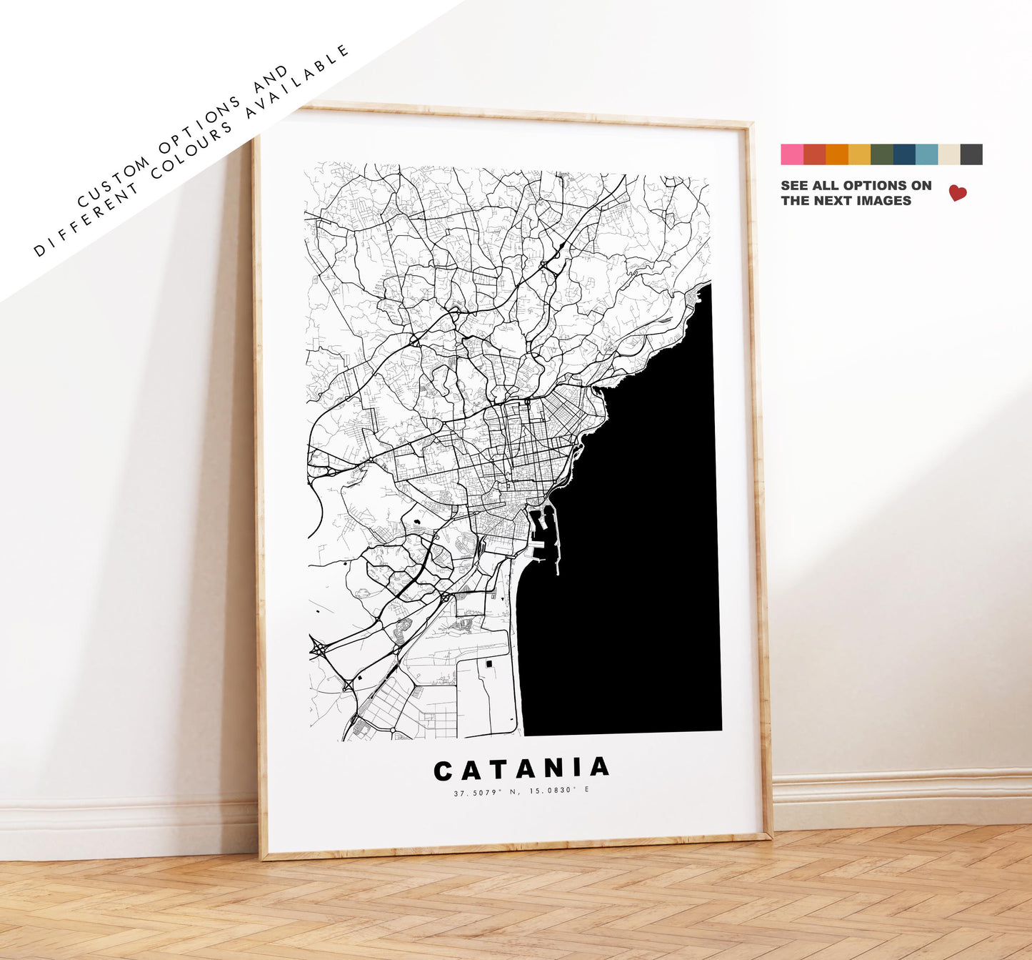 Catania Map Print - City Map Poster - Map Art - Map Wall Art - Italy City Maps - Catania Print - Catania Poster - Minimalist City Map