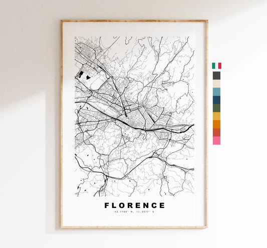 Florence Map Print - City Map Poster - Map Art - Map Wall Art - Italy City Maps - Florence Print - Florence Poster - Minimalist City Map