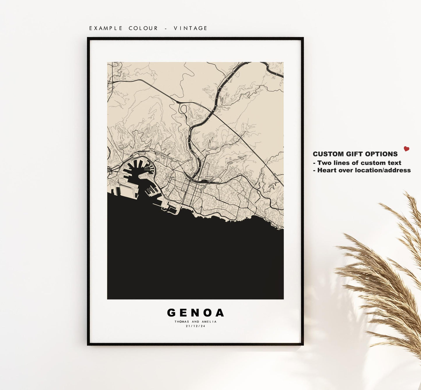 Genoa Map Print - City Map Poster - Map Art - Map Wall Art - Italy City Maps - Genoa Print - Genoa Poster - Minimalist City Map