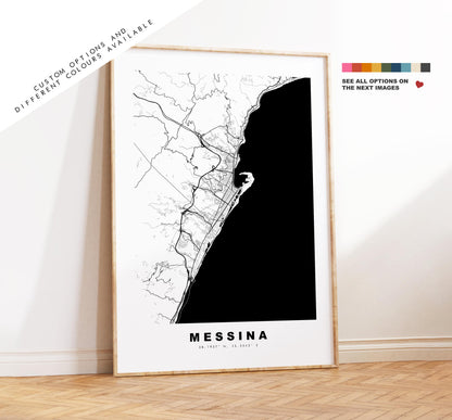 Messina Map Print - City Map Poster - Map Art - Map Wall Art - Italy City Maps - Messina Print - Messina Poster - Minimalist City Map