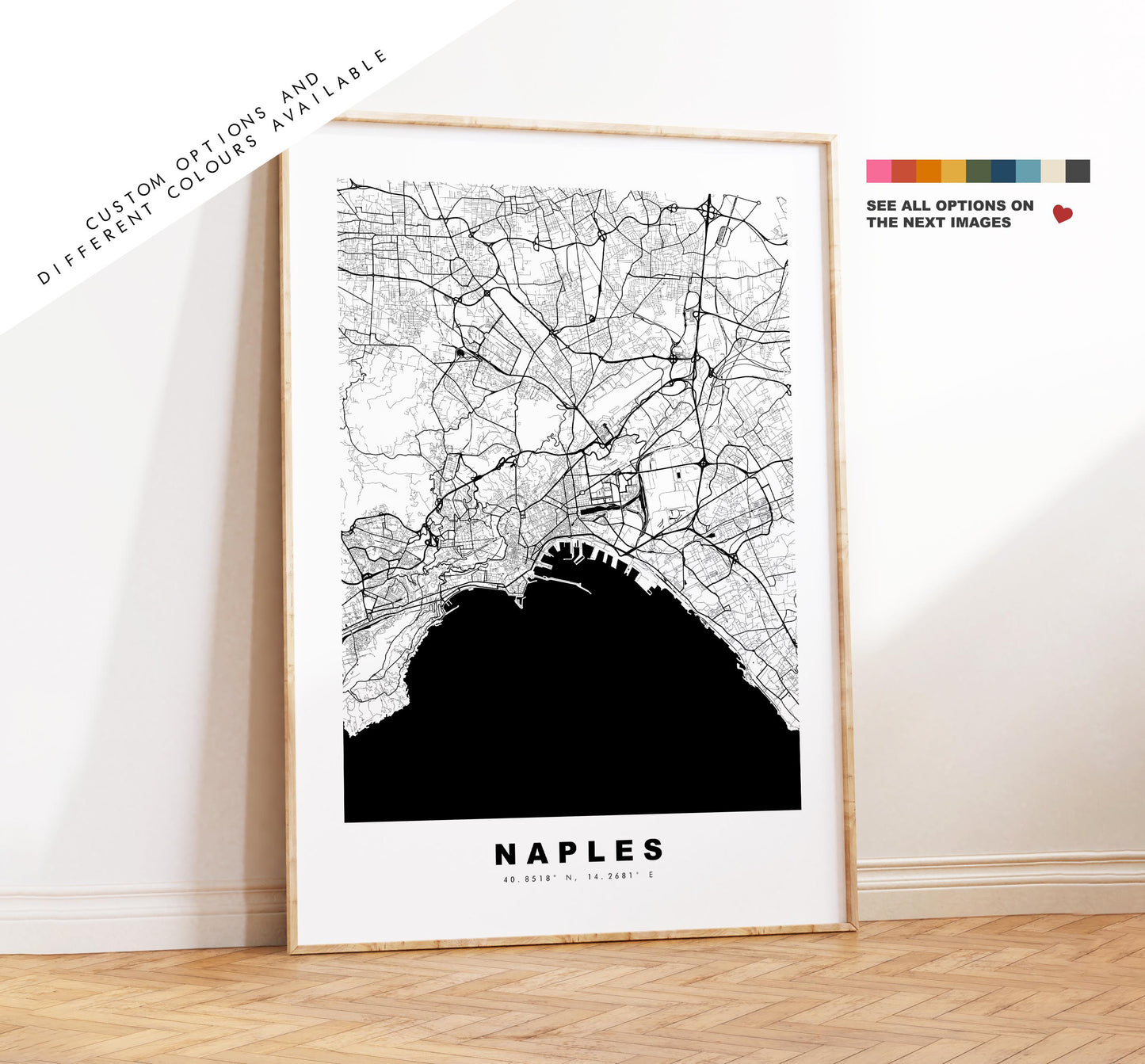 Naples Map Print - City Map Poster - Map Art - Map Wall Art - Italy City Maps - Naples Print - Naples Poster - Minimalist City Map