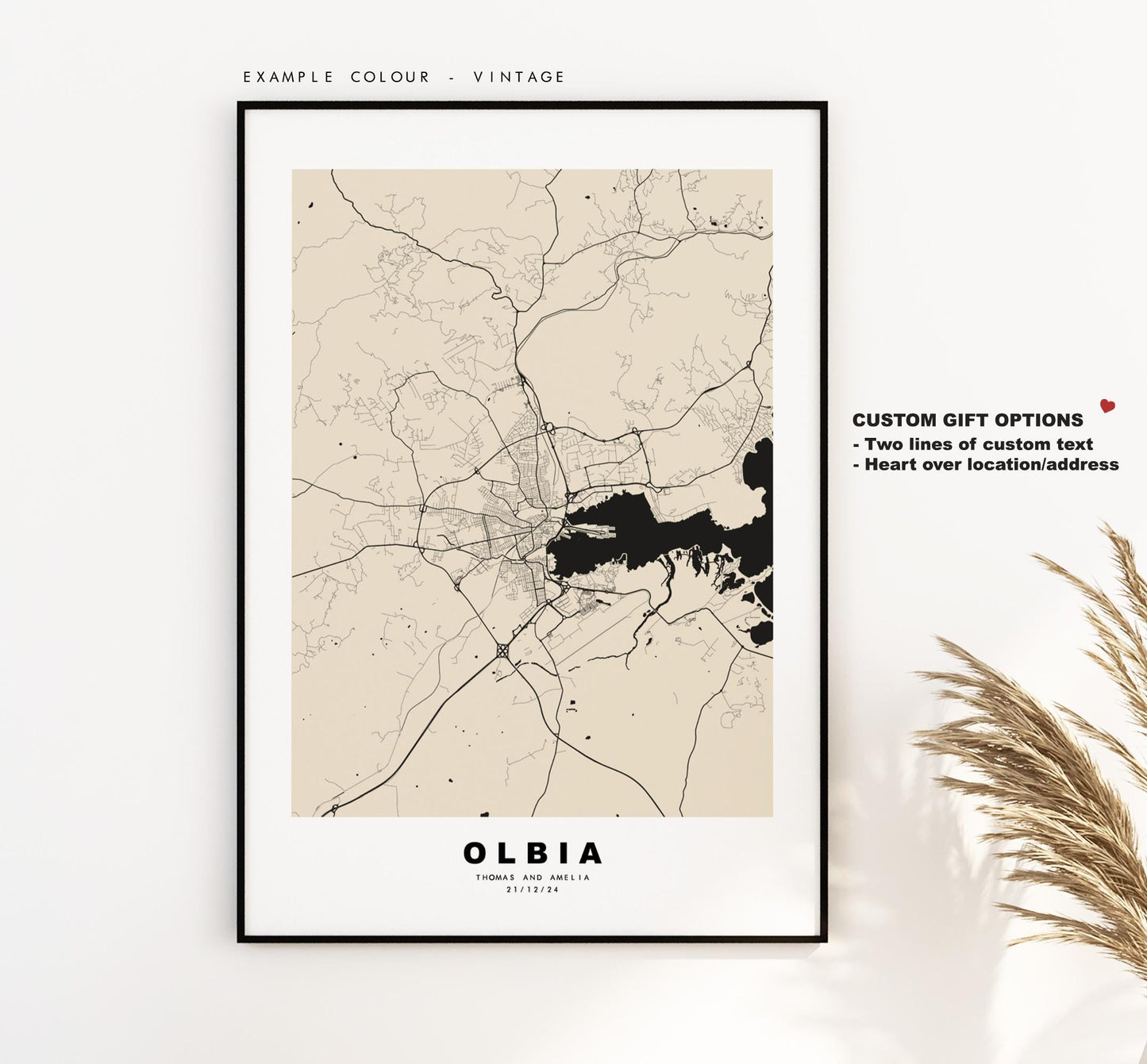 Olbia Map Print - City Map Poster - Map Art - Map Wall Art - Italy City Maps - Olbia Print - Olbia Poster - Minimalist City Map