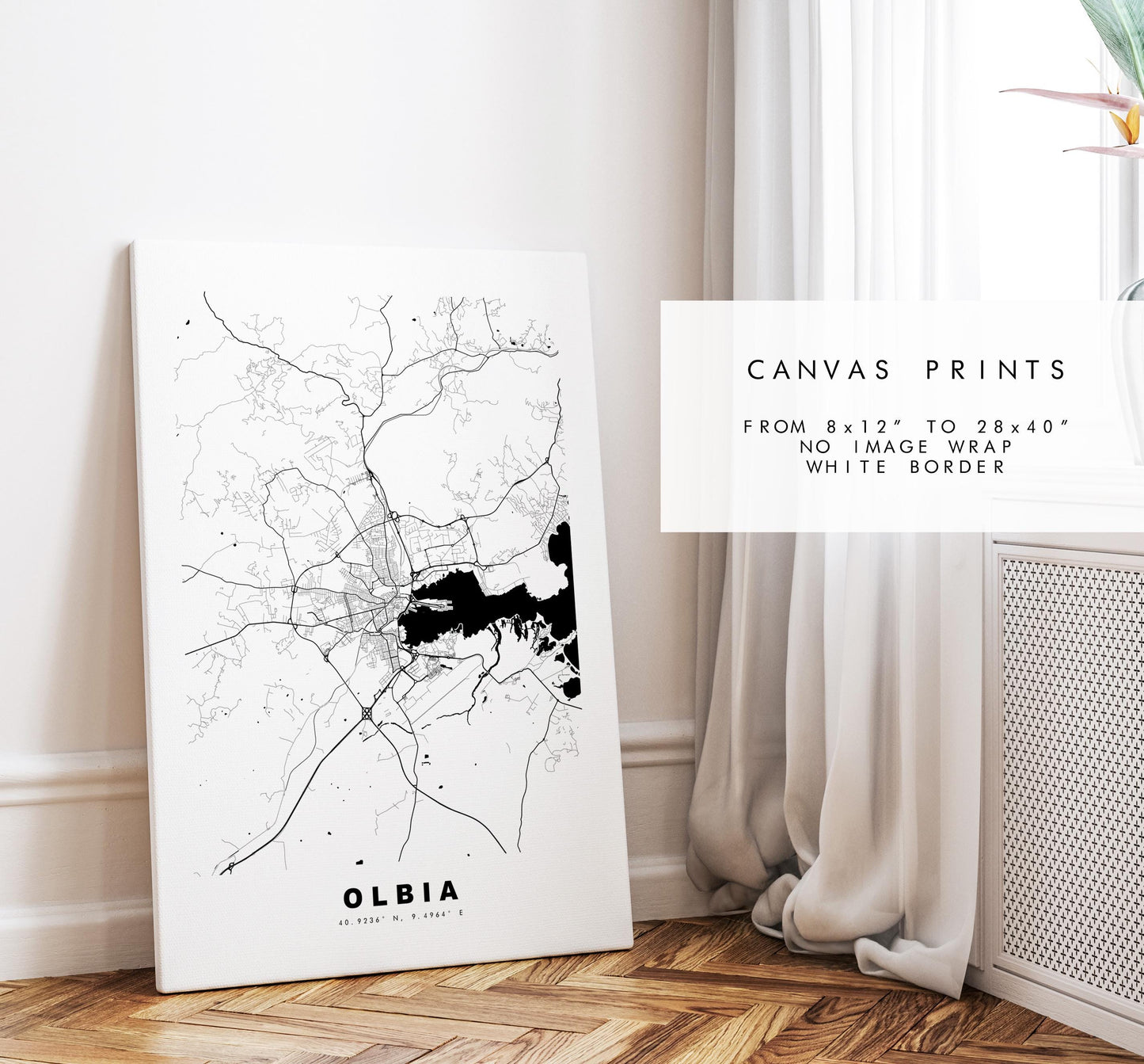 Olbia Map Print - City Map Poster - Map Art - Map Wall Art - Italy City Maps - Olbia Print - Olbia Poster - Minimalist City Map