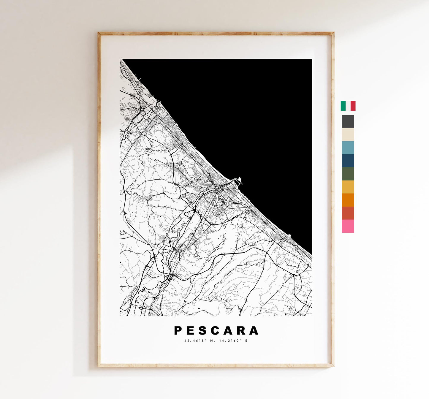 Pescara Map Print - City Map Poster - Map Art - Map Wall Art - Italy City Maps - Pescara Print - Pescara Poster - Minimalist City Map