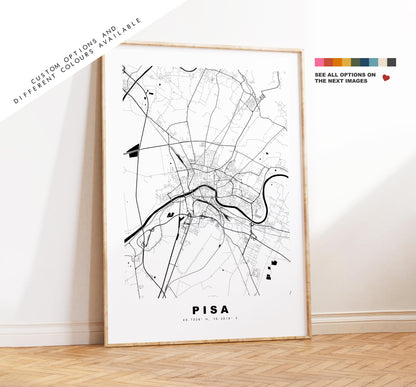 Pisa Map Print - City Map Poster - Map Art - Map Wall Art - Italy City Maps - Pisa Print - Pisa Poster - Minimalist City Map