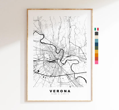 Verona Map Print - City Map Poster - Map Art - Map Wall Art - Italy City Maps - Verona Print - Verona Poster - Minimalist City Map