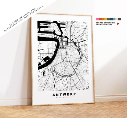 Antwerp Map Print - City Map Poster - Map Art - Map Wall Art - Belgium City Maps - Antwerp Print - Antwerp Poster - Minimalist City Map