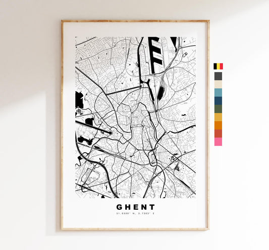 Ghent Map Print - City Map Poster - Map Art - Map Wall Art - Belgium City Maps - Ghent Print - Ghent Poster - Minimalist City Map