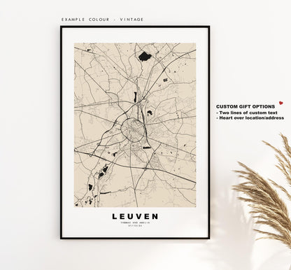 Leuven Map Print - City Map Poster - Map Art - Map Wall Art - Belgium City Maps - Leuven Print - Leuven Poster - Minimalist City Map